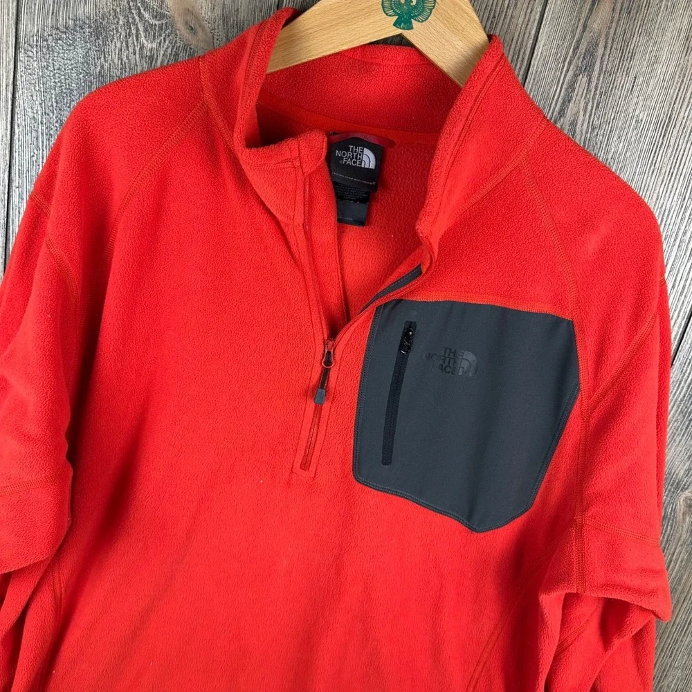 The North Face TKA 100 Trinity Alps 1/4 Zip Mens Large Red Fleece Pullover A32X